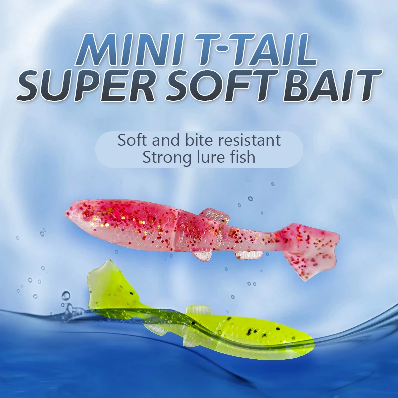 T-tail Duckfoot Micro Stuff Root Fishing Bionic Soft Bait 1g 40mm/1.8g 50mm Lure Road Runner Soft Worm Mandarin Fish