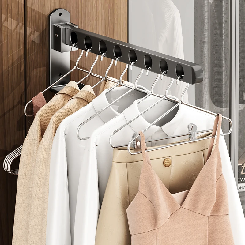 

Wall Mounted Clothes Rack Retractable Folding Wall Mounted Clothes Rack Home Indoor Balcony Drying Clothes Storage Racks