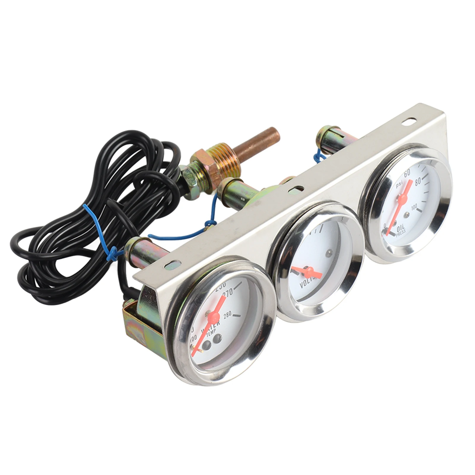 

Car Gauge Kit 3 in 1 52mm/2in Water Temperature Oil Pressure Voltage Meter for 12V Car Gauges Kit