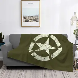 Vintage US Army Star Emblem Camouflage Blanket Flannel Decoration Camo Multifunction Lightweight Thin Throw Blankets