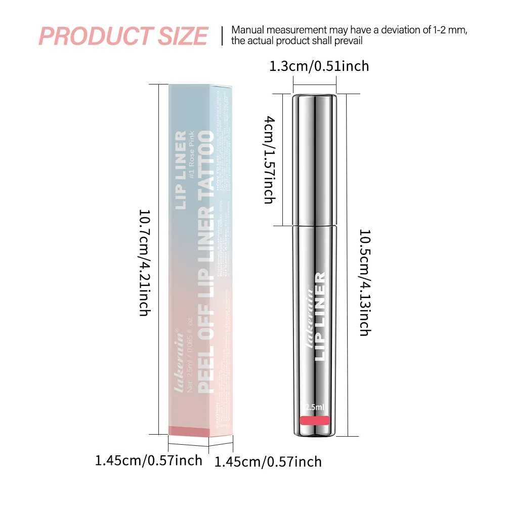 Peel Off Lip Liner, matte Farbe, wasserfest, lichtecht, antihaftbeschichtet, Peel Off Lip Gloss Lip Liner