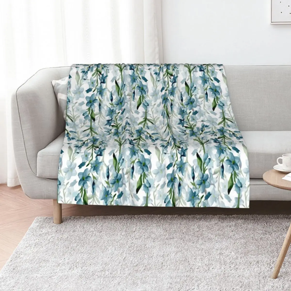 Blue branches Throw Blanket Cute Shaggy Soft Big Thermals For Travel Plaid on the sofa Custom Blankets