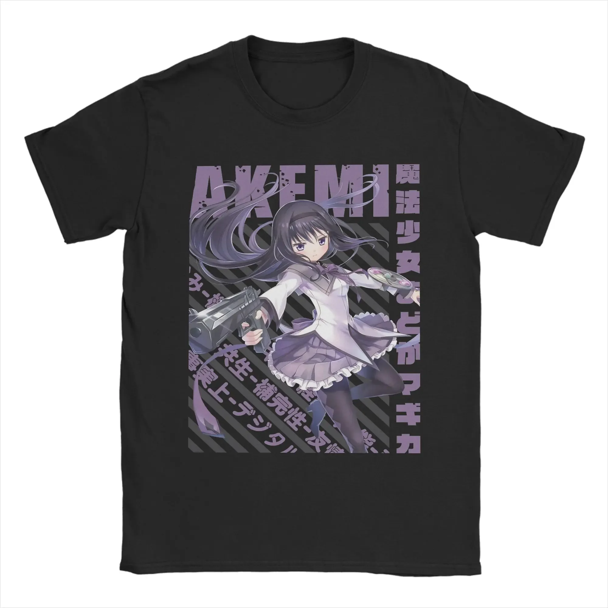 Camisetas para hombre Mahou Shoujo Homura Akemi, camiseta de algodón de manga corta, camiseta de Anime Madoka Magica, ropa con cuello redondo estampada