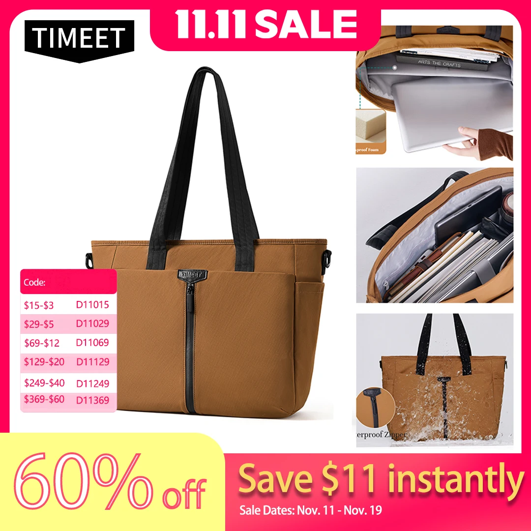 

Timeet Laptop Bag For Women Men Single-Shoulder Crossbody Briefcase Large Capacity Waterproof Notebook Bag 15.6 Inch 17" Handbag
