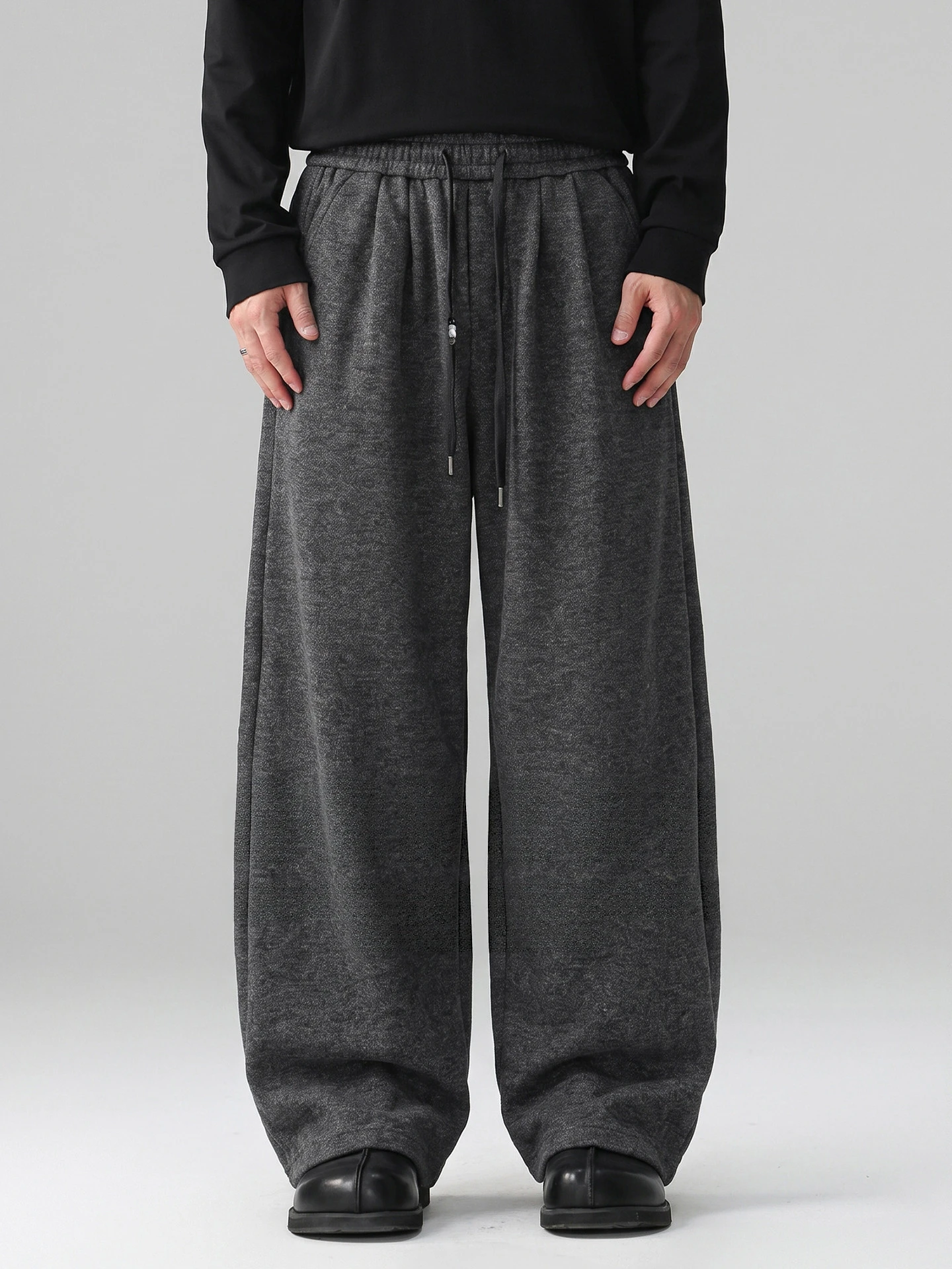 Mens Silk Wool Blend Casual Pants American Vintage Loose Tencel Straight Long Pants Korean Trendy High Quality Comfortable