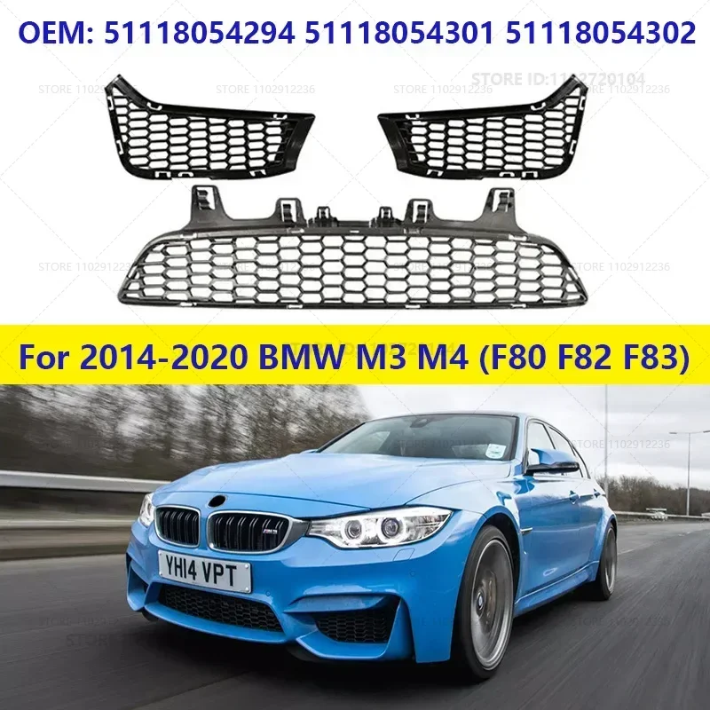 

For 2014-2020 BMW M3 M4 (F80 F82 F83) Front Bumper Fog Light Bezel Grille 51118054294 51118054301 51118054302