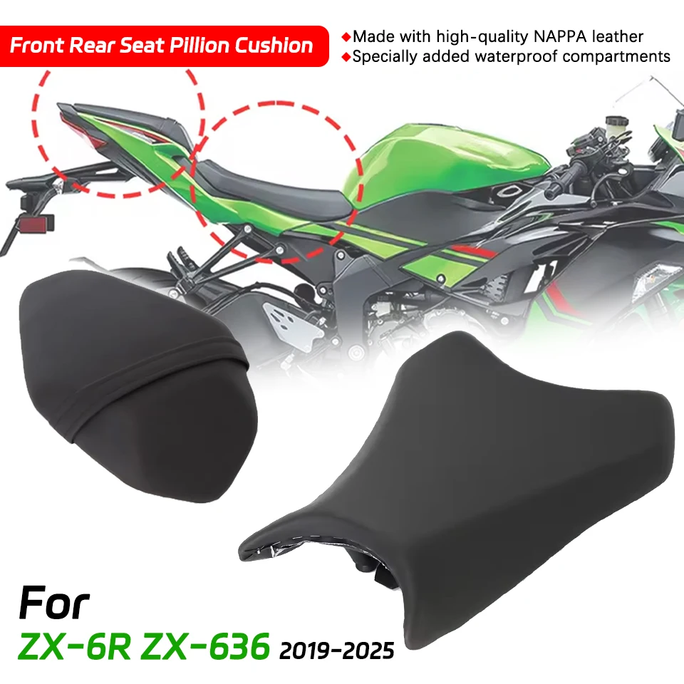 For Kawasaki ZX6R ZX636 ZX-6R 636 ZX 6R 2019 2020 2021 2022 2023 2024 2025 Motorcycle Front Rear Passenger Seat Pillion Cushion