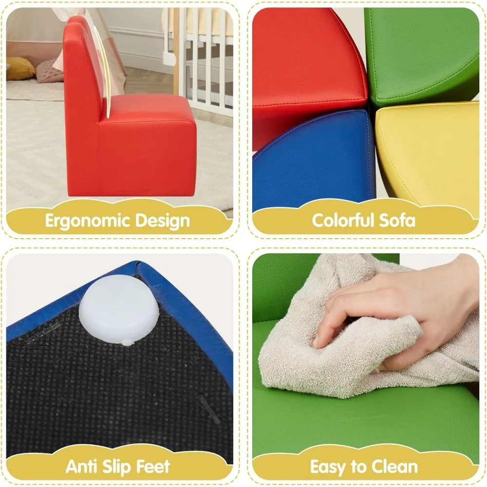 Ensemble de sièges flexibles modulaires pour enfants, canapé pour enfants, ensemble de canapé sectionnel, maison alth, meubles de garderie, 8 pièces