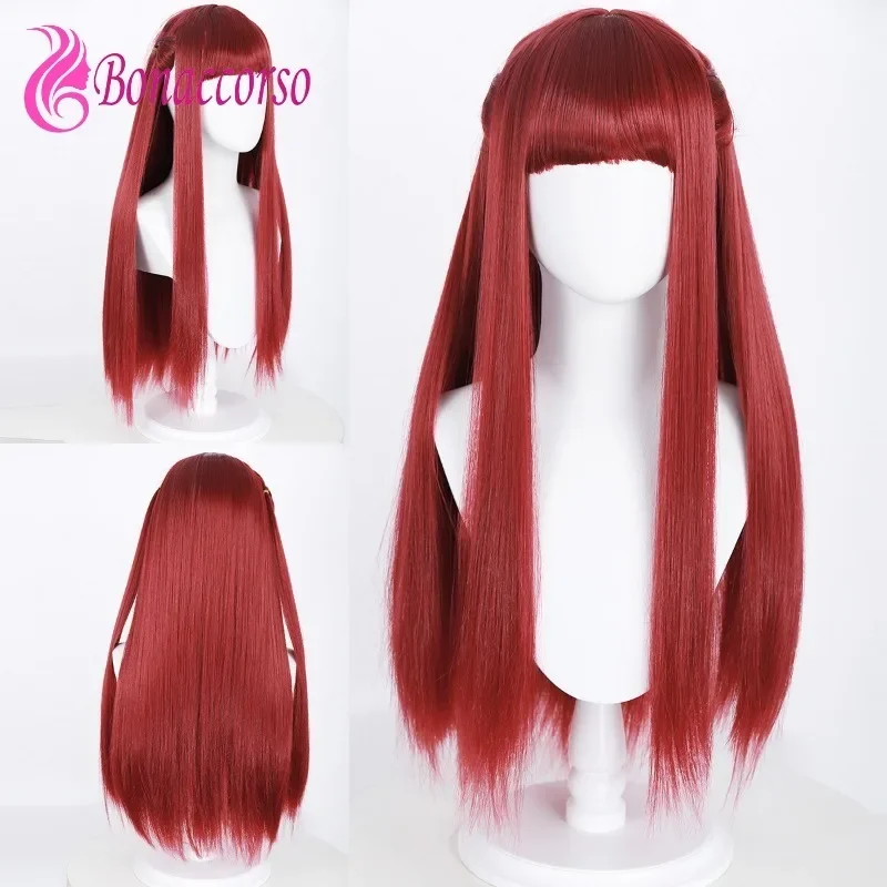 Kitagawa Marin Little Devil Cosplay Wig Synthetic Red Long Straight Wig Dressing Doll Falling in Love Anime Coser Wig Party Use