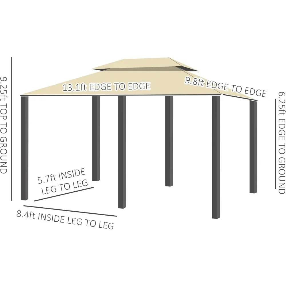 10' x 13' Patio Gazebo, Outdoor Gazebo Canopy Shelter with Curtains, Vented Roof, Steel Frame for Garden, Lawn, Backyard & Deck