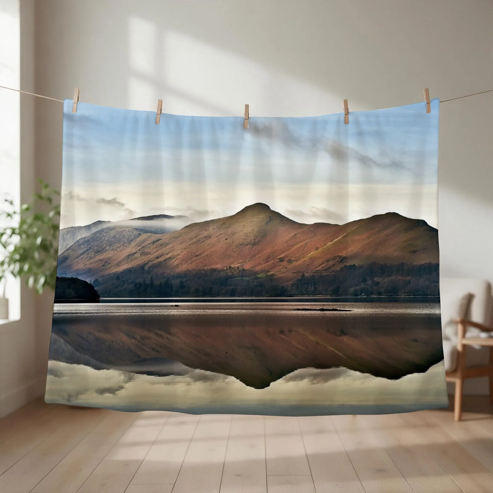 Catbells & Maiden Moor From Friars Crag (Derwentwater) Throw Blanket couch cozy soft plush fuzzy picnic outdoor blanket