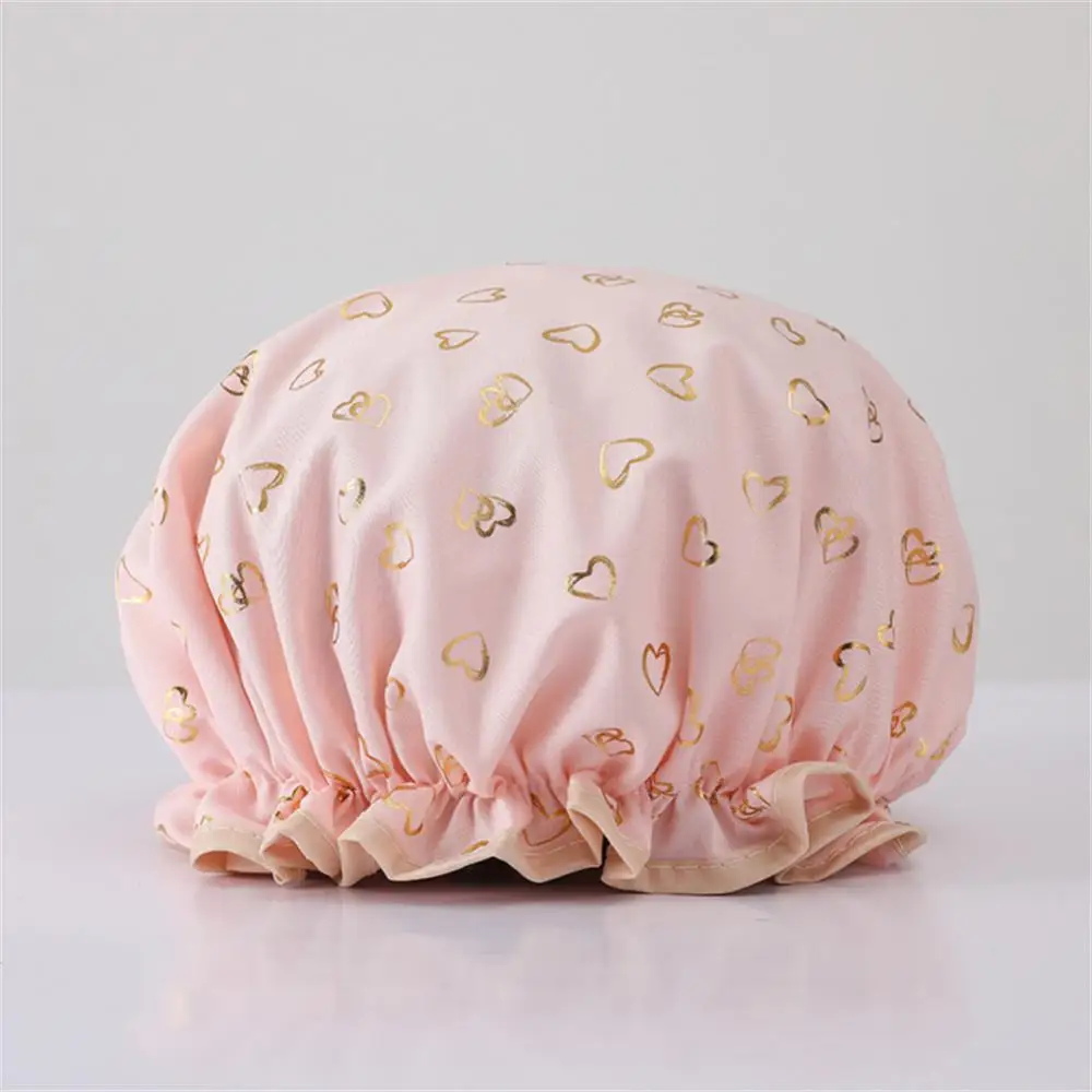 Shower Hat Gilded Printing Women's Gilded Printing Polyester Cotton Polyester Cotton Home Bathing Stretchable Double-layer