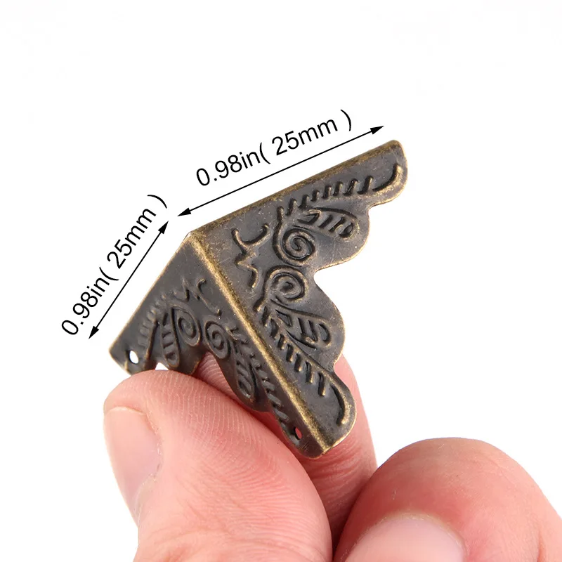 12Pcs Metal Book Corner Protector Storage Case Box Corners Brackets Furniture Decorative Triangle Rattan Carved Corner Protector