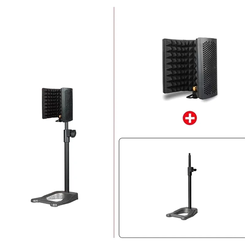 B04B-GAZ-300P Portable Vocal Booth Ambient Reflection Filter Sound-Absorbing Foam Mic Isolation Shield Mic Soundproof Screen