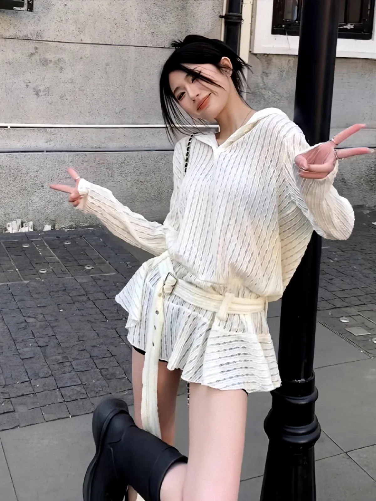 Lace Trim Long Sve … - image