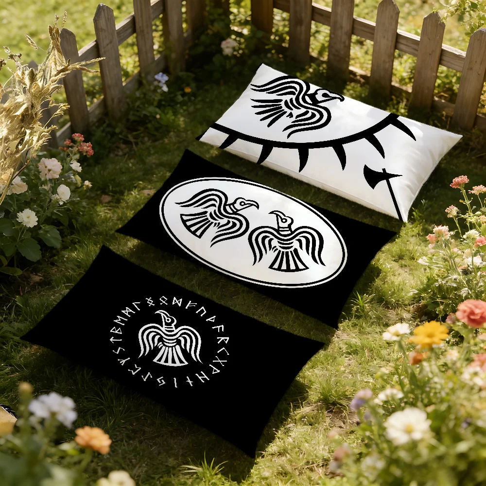 R-Raven Viking Middle Ages Logo cushion cover Hit Product Home Sofa living Room Double-sided Soft Decorative Pillow Cover
