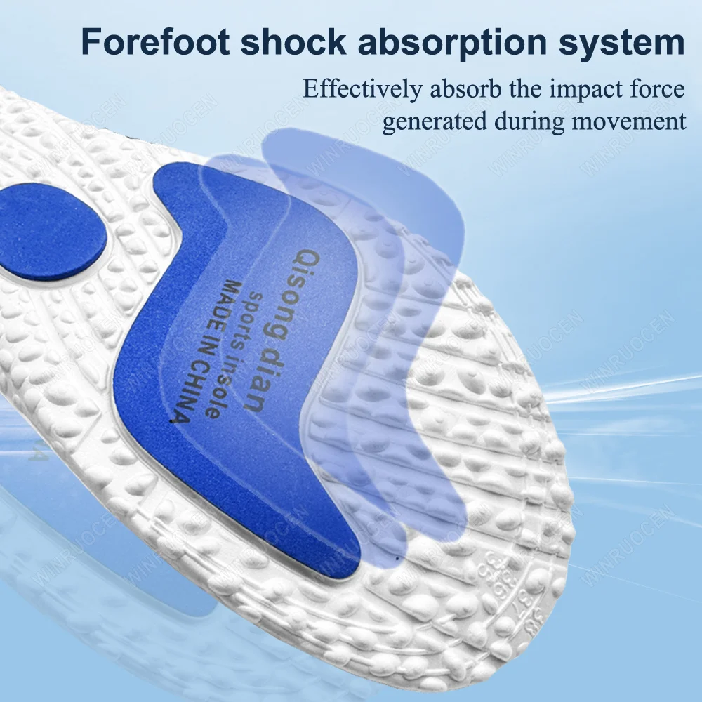 4D Massage Sports Deodorant Breathable Orthotics Insoles Shoes Sole Shock Absorption Soft Latex Running Flat Feet Pads