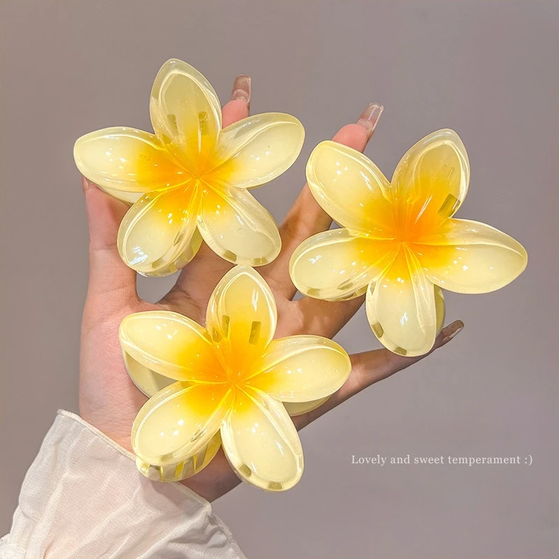 2pcs Super Immortal Daily Shark Clip Easy To Wear Hair Accessories Elegant Temperament Egg Flower Clip Simple Pomelette Headwear