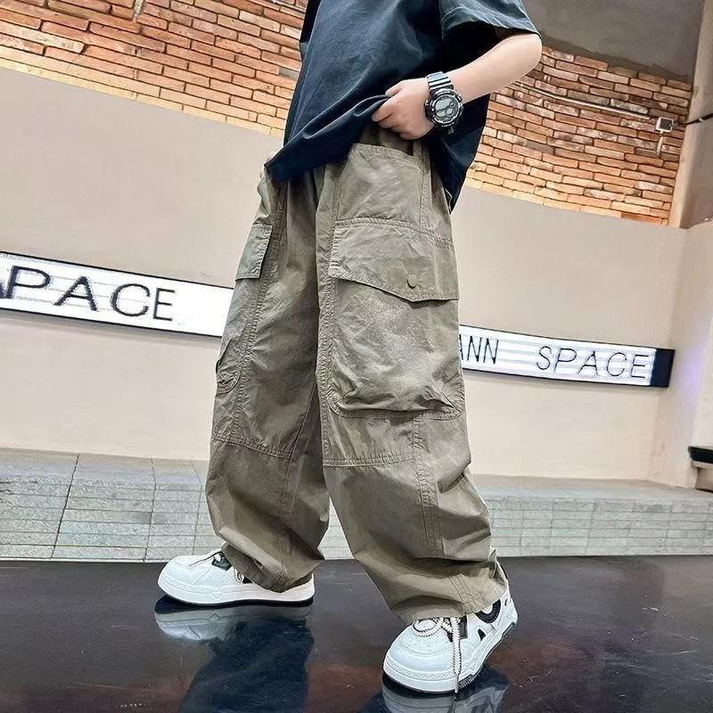 

Красочные колыбели, новинка 2025, быстросохнущие прямые брюки-карго для мальчиков — легкие свободные летние уличные брюки для детей, дизайн