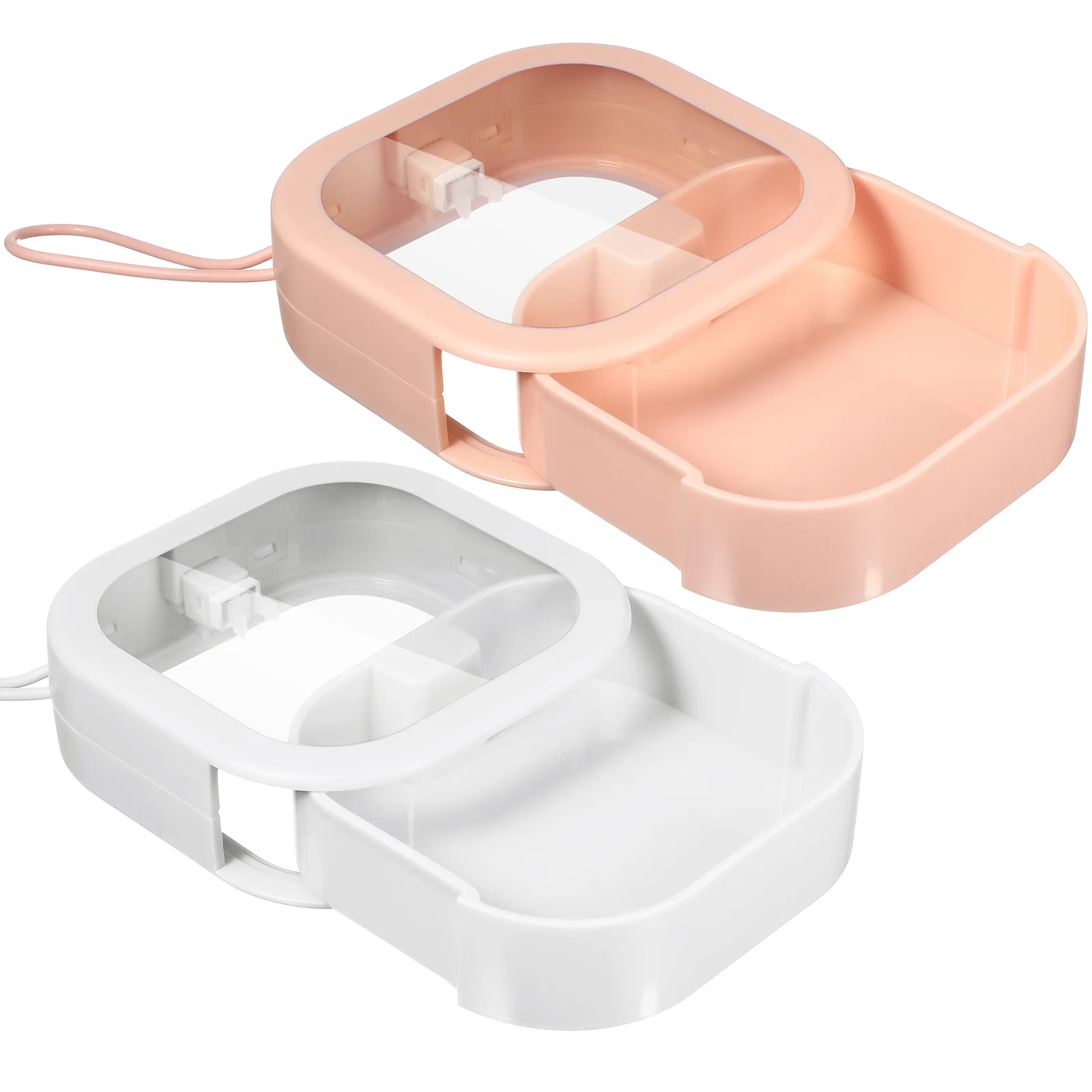 

2Pcs Desktop Organizers Small Multifunctional Storage Boxes False Teeth Containers Lovely Square Design ABS Tpe Material