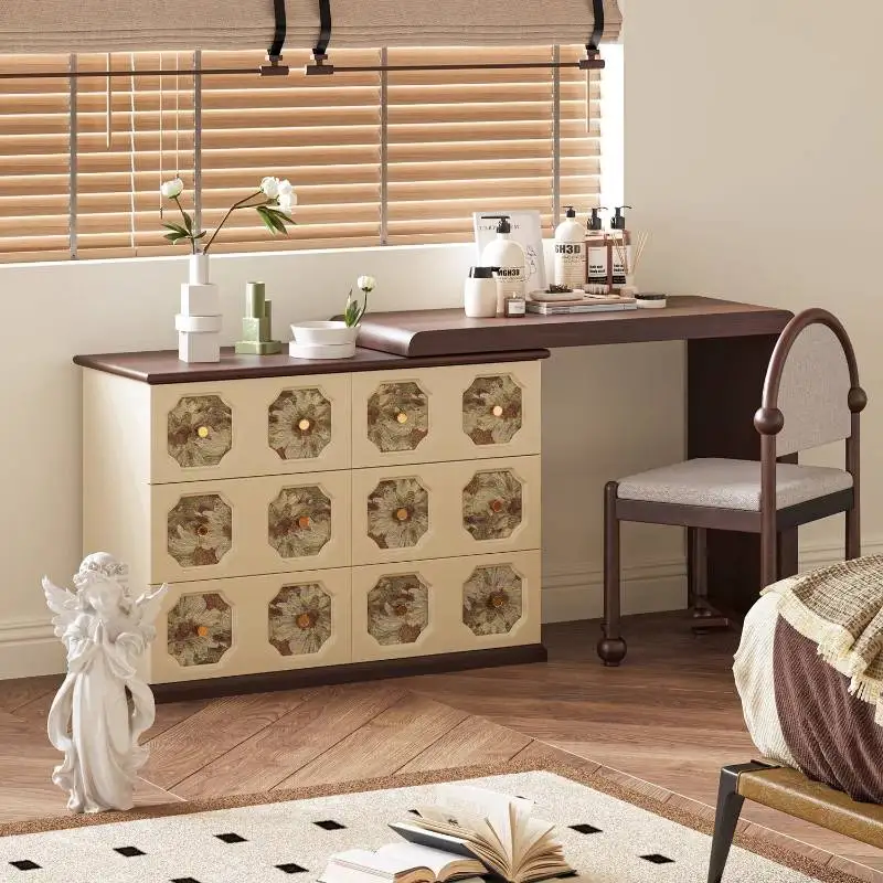 Decoration High End Dressing Table Drawers Wood Vintage Adult Vanity Desk Dressing Cabinet Tocador Maquillaje Bedroom Furnitures