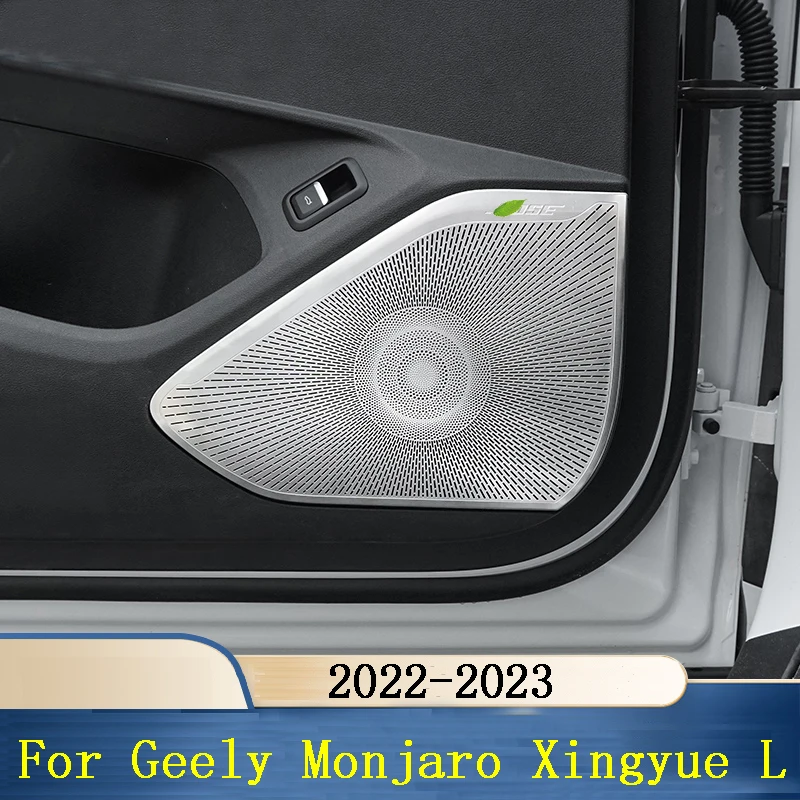 LHD dla Geely Monjaro Xingyue L 2022 2023 stylizacja wnętrza osłona głośnika naklejka ze stali nierdzewnej akcesoria dekoracja samochodu