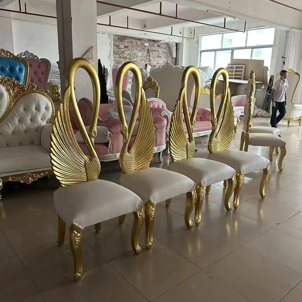 Gold Swan Modern Nail Salon Manicure Chair Dinning Chair Nail