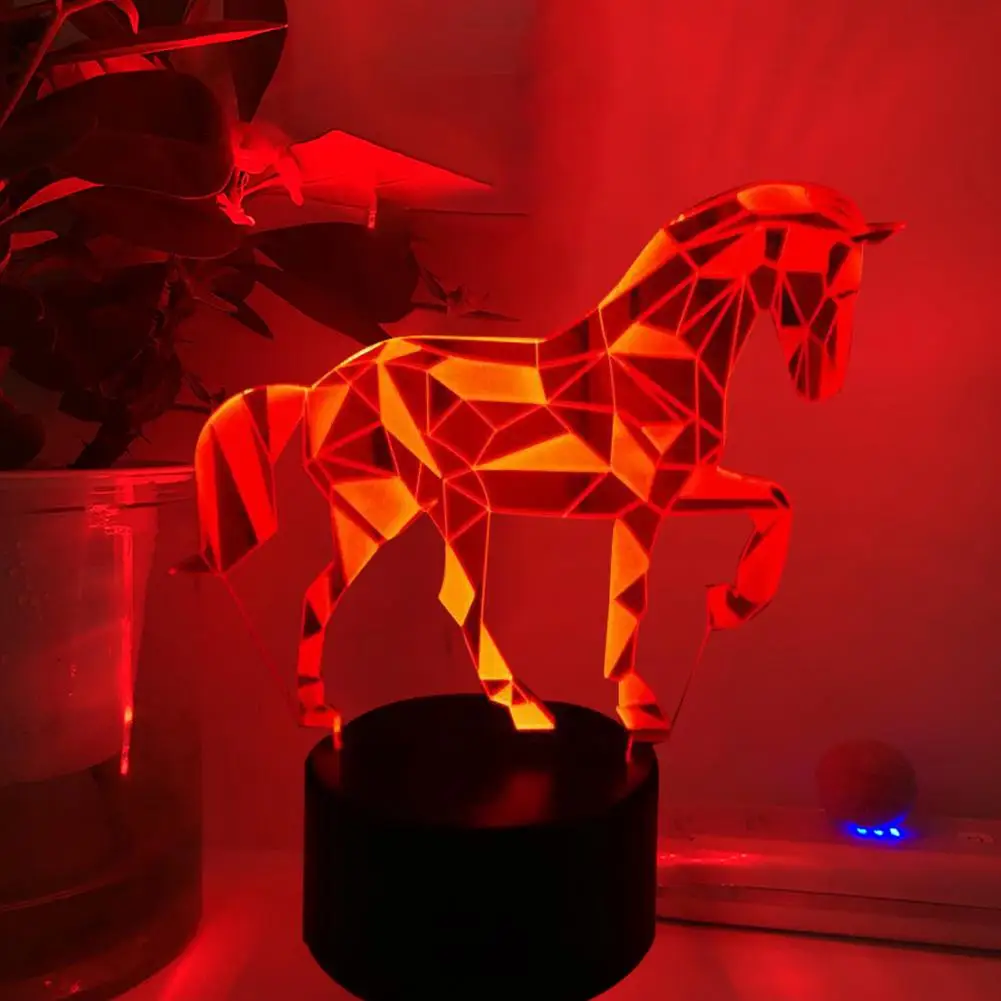 3D LED Lamp Black Color 3D Nigh Light Flicker-Free Create Atmosphere Light Color Changeable 3D Horse Style LED Lamp
