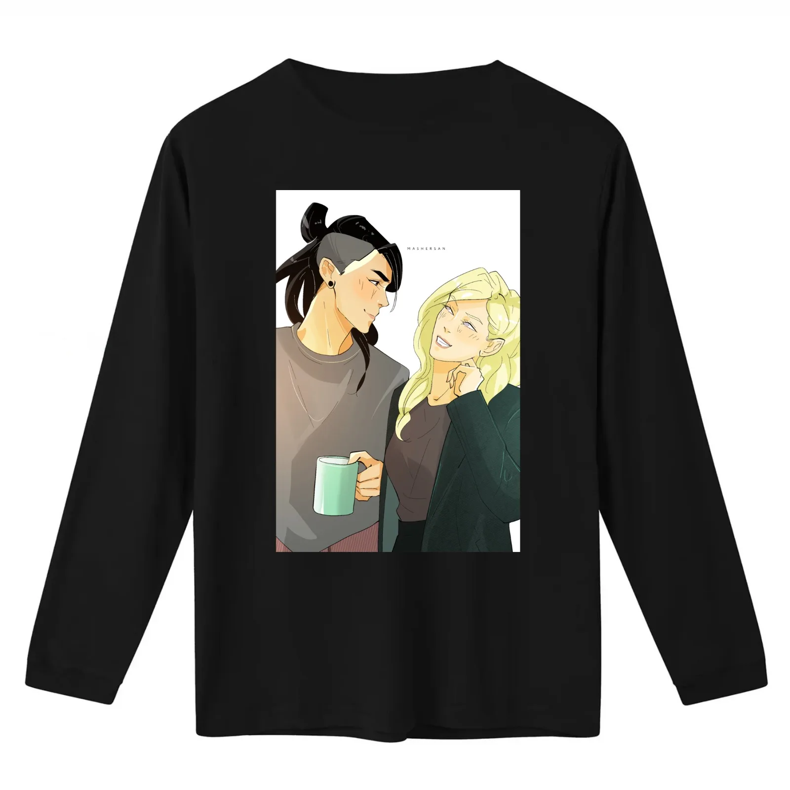 Blindfold Mitsu and Celia HappyChristmas Mashersan T-Shirt Summer Casual Cotton Tee Oversized Streetwear Tops 100% Cotton