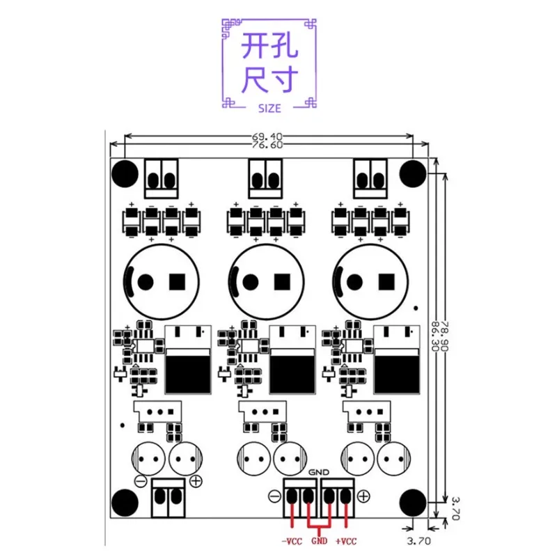 مجموعة لوحة إمداد الطاقة المستقرة بتيار مستمر ثلاثي الاتجاهات مع جهد مزدوج إيجابي وسالب HiFi مخرجات متعددة ± 12 فولت 5 فولت