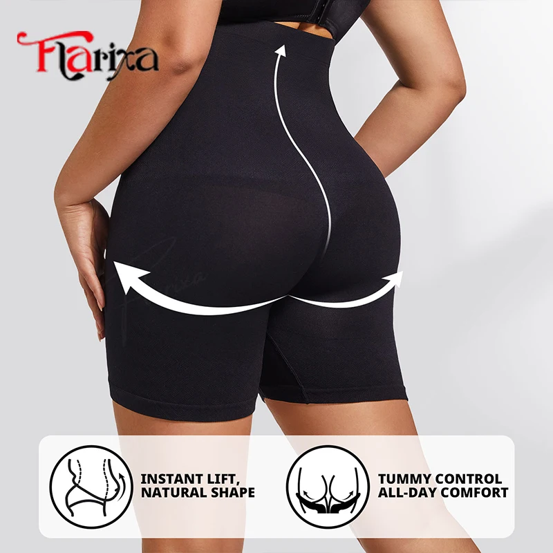 Flarixa Plus Size High Waist Shaping Shorts Seamless Belly Control Underwear for Women Butt Lift Shaper Thighs Slimmer Shapewear