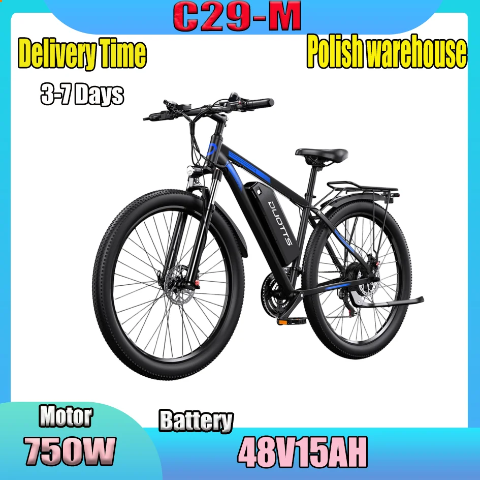 DUOTTS C29-M Bicicletta Elettrica con Motore da 750W, Batteria 48V15AH, Freno Idraulico, Pneumatici da 27,5 Pollici, Bici Elettrica da Strada