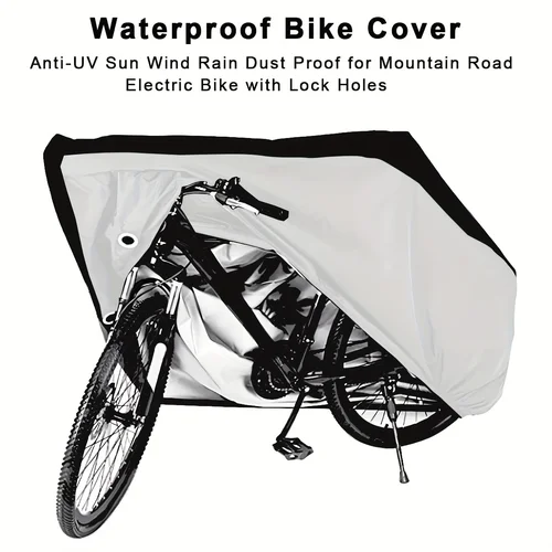 Imagen 2 del producto Cubierta impermeable para bicicleta eléctrica, cubierta a prueba de polvo para protección Anti-UV para bicicleta, cubierta para lluvia al aire libre, tamaño S-XL con orificio de bloqueo