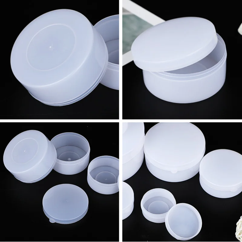 10Pcs 5/10/20/30/50/100g Mini Cosmetic Jars White Makeup Containers Plastic Sample Pots W/ Lids Cream Fit Travel Lip Balm Boxs