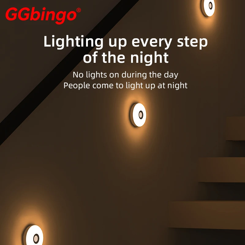 GGbingo Smart Human Body Induction Motion Sensor Night Light Auto On Off for Closet Bedroom Wardrobe Sleeping LED Lamp