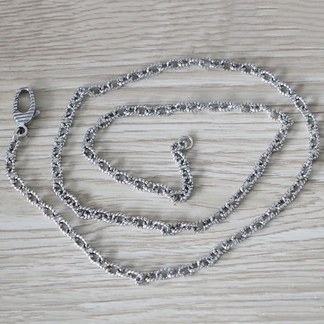 Vintage Thai Silver Fried Dough Twists Chain Punk Sterling Silver Necklace No Pendant Men and Women European and American Fashio