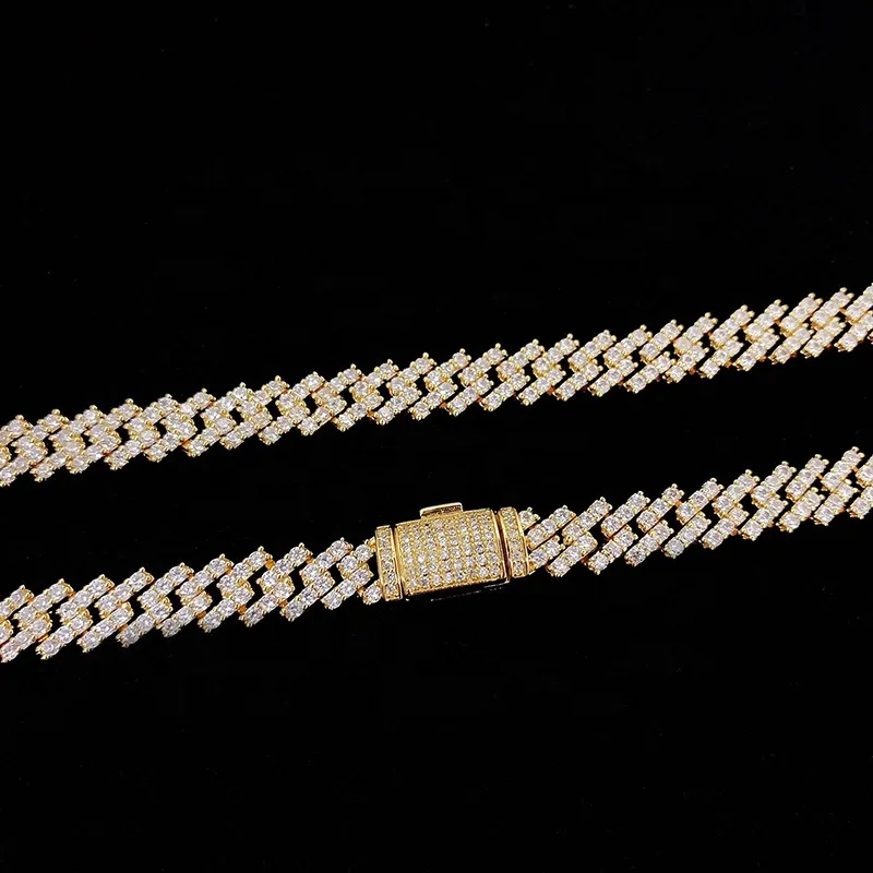 Out Iced Micro Pave Lab Diamonds Hip Hop Cuban Link Chain Necklace Moissanite Jewelry.