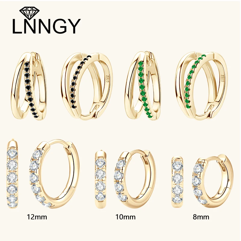 

Lnngy oorbellen zilver 925 Sterling Silver Hoop Earring For Women 14K Gold Plated Huggie Earrings Korean INS Temperament Jewelry