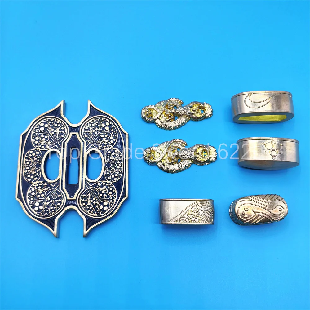 

Nice Copper Brass Carved Tsuba Fuchi Menuki Kashira Koijichi Koijiri Fittings For Japanese Officer Sword Samurai Katana Parts
