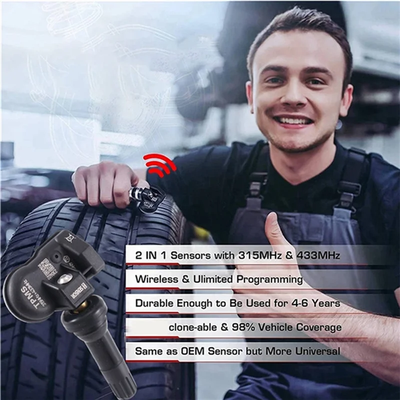 

A20K-12Pcs Programmable MX Sensor Monitor For Autel Tool TS408 TS508 ITS600 315MHZ+433Mhz 2 In 1 TPMS Tire Pressure Sensor