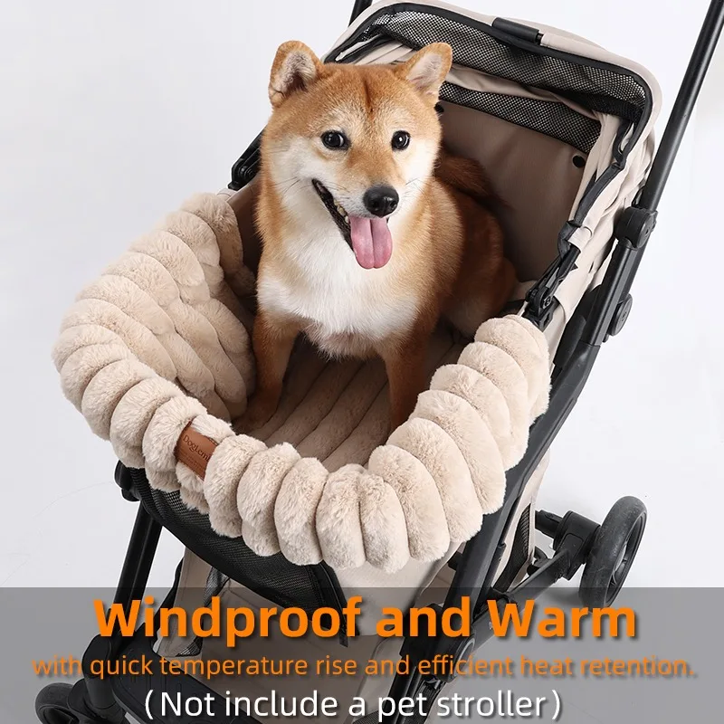 Cozy Foldable Portable Fleece Liner for Pet Strollers-Winter Bedding Insert Non-Slip & Warm for Dogs/Cats Fits Most Strollers