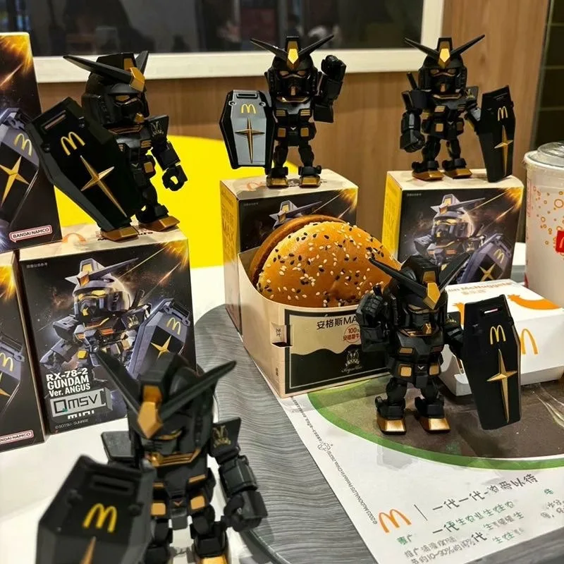 Mcdonald Gundam Figure Qmsv Rx-78-2 Ver Angus Mobile Original Gundam Movable Model Black Gold Premium Toy Gifts