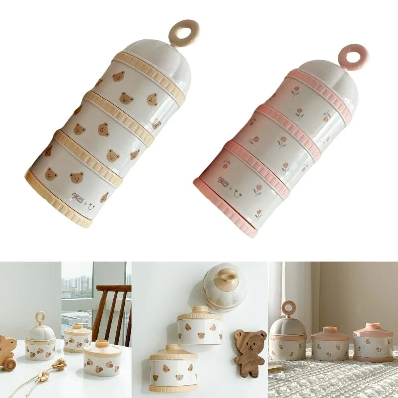 

M76C Infant Milk Powder Storage Box Formula Dispenser Container Box Portable Baby Organizing Case with 3 Separation Box