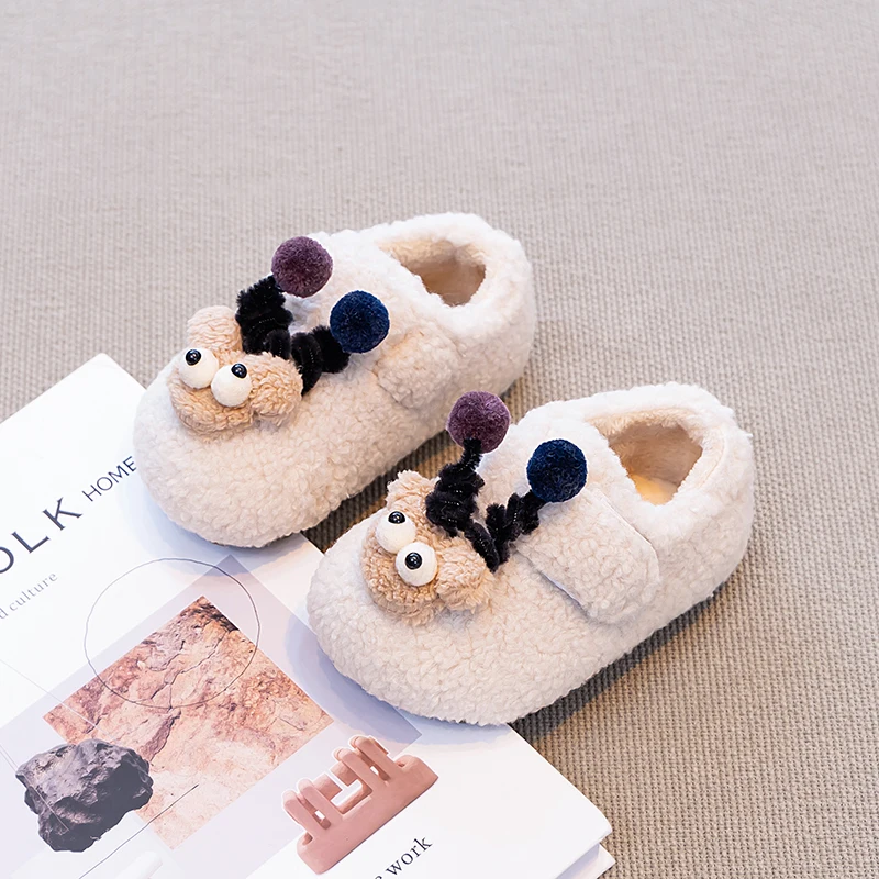 Winter New Children Plush Shoes for Girls Fashion Korean Style Soft Bottom Anti-slippery Versatile Casual Baby Cotton Shoes