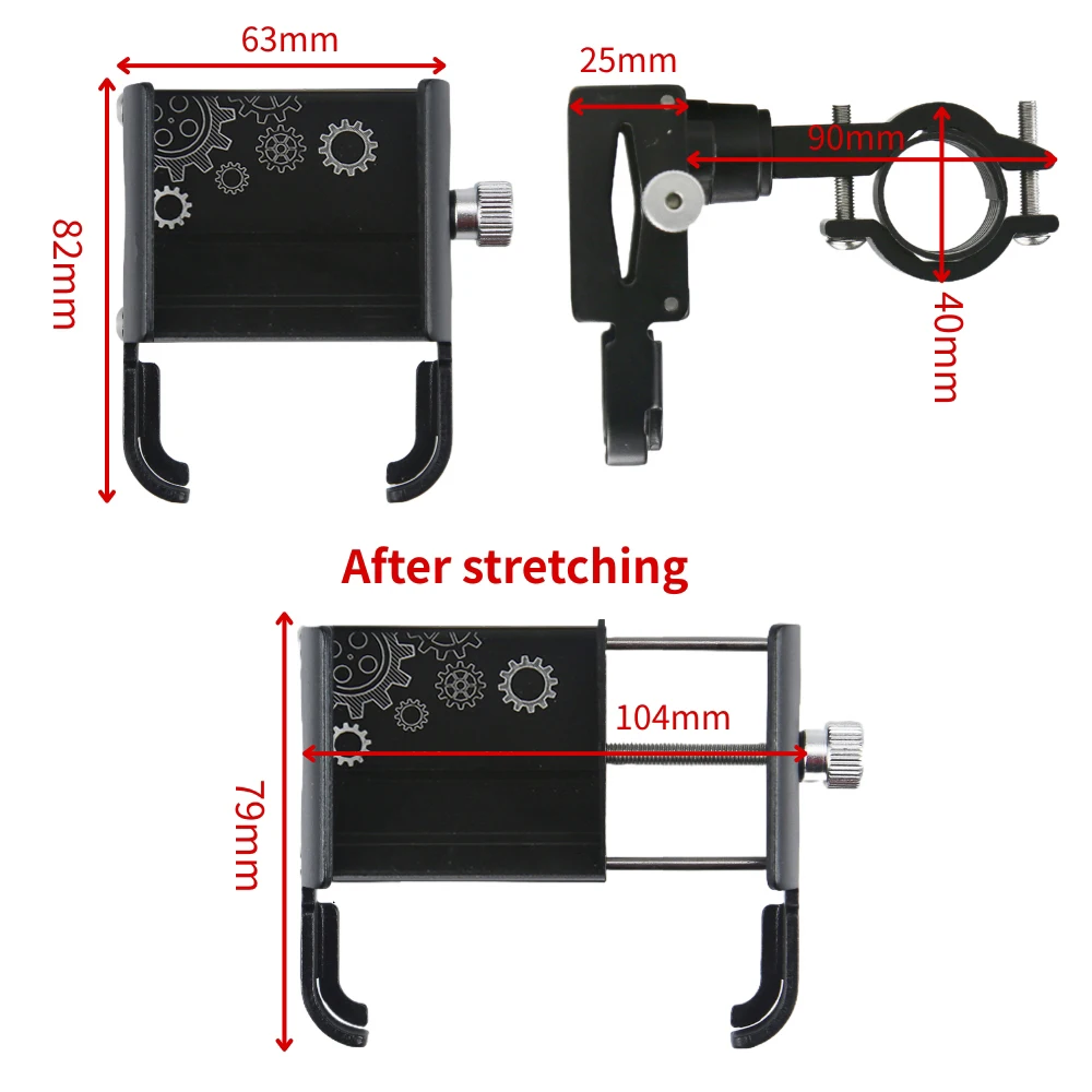 Bicycle Phone Holder 360° Rotation Aluminum Alloy MTB Bike Phone GPS Bracket Scooter Motorcycle Handlebar Mount Cell Phone Stand