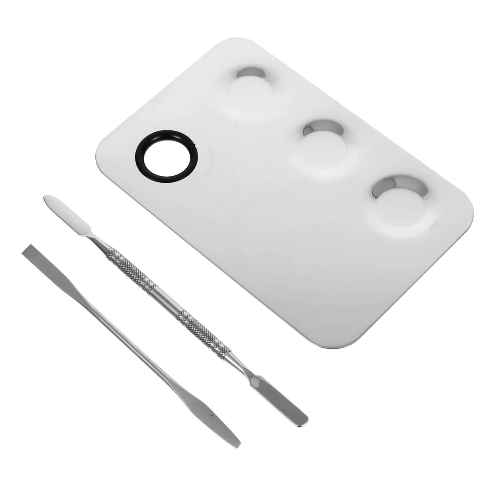 

3PCS Stainless Steel Manicure Palette Nail Mixing Tray Spatula for Makeup Foundation Blending Tools Nail Color Trays