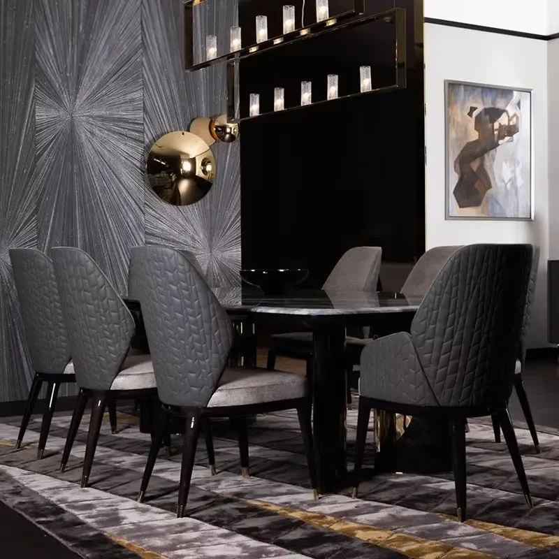Foshan Factory Direct Customized Modern Minimalist Solid Wood Dining Table with Marble Top for Kitchen Dining Room Furniture