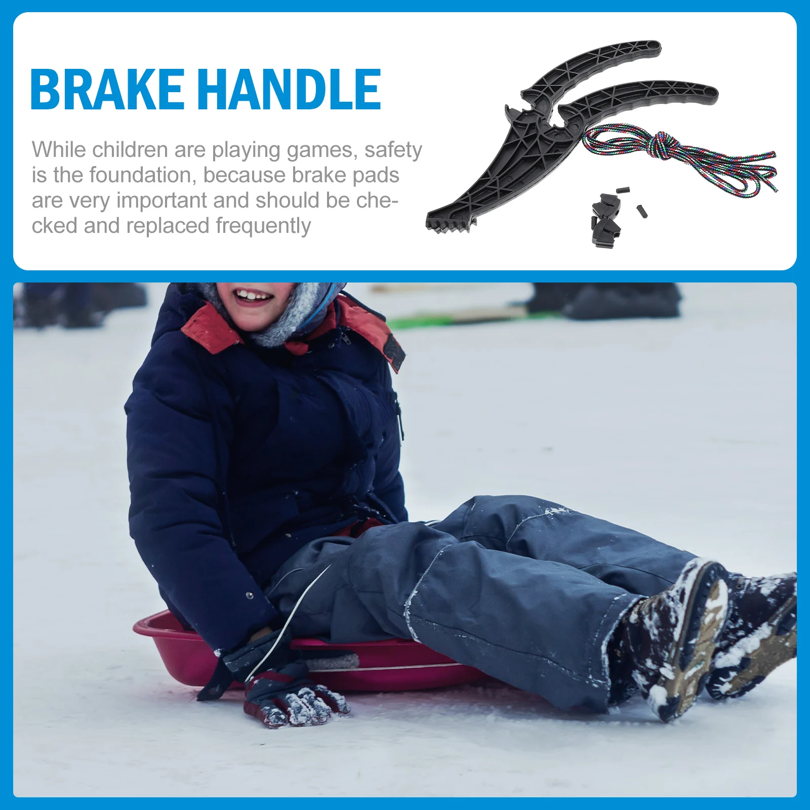 

Ski Board Hand Brake Handle with Rope for Outdoor Snow Sleds Black Plastic Lever Easy Installation Anti Slip Design Pads