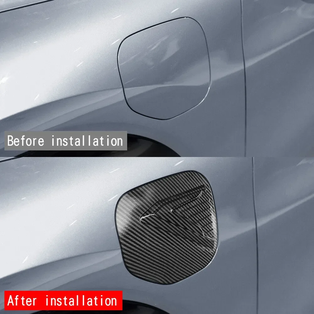 Carbon Fiber Charging Port Fuel Tank Cover For Ford Mustang Mach-E 2021-2024