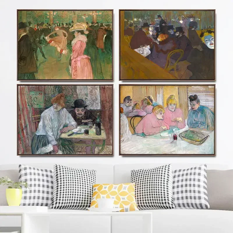 Classic Abstract Wall Art French Toulouse-Lautrec HD Canvas 